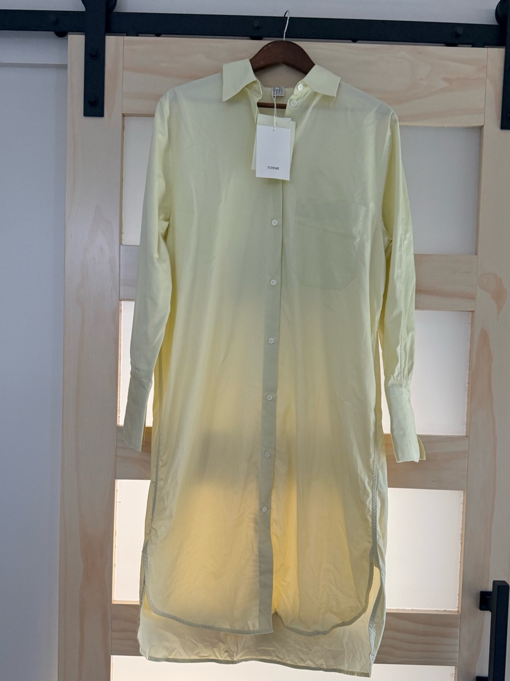 TOTEME Kimono Sleeve Cotton Poplin Shirtdress Open Yellow Size EU 36 US 4 NWT - Picture 2 of 7